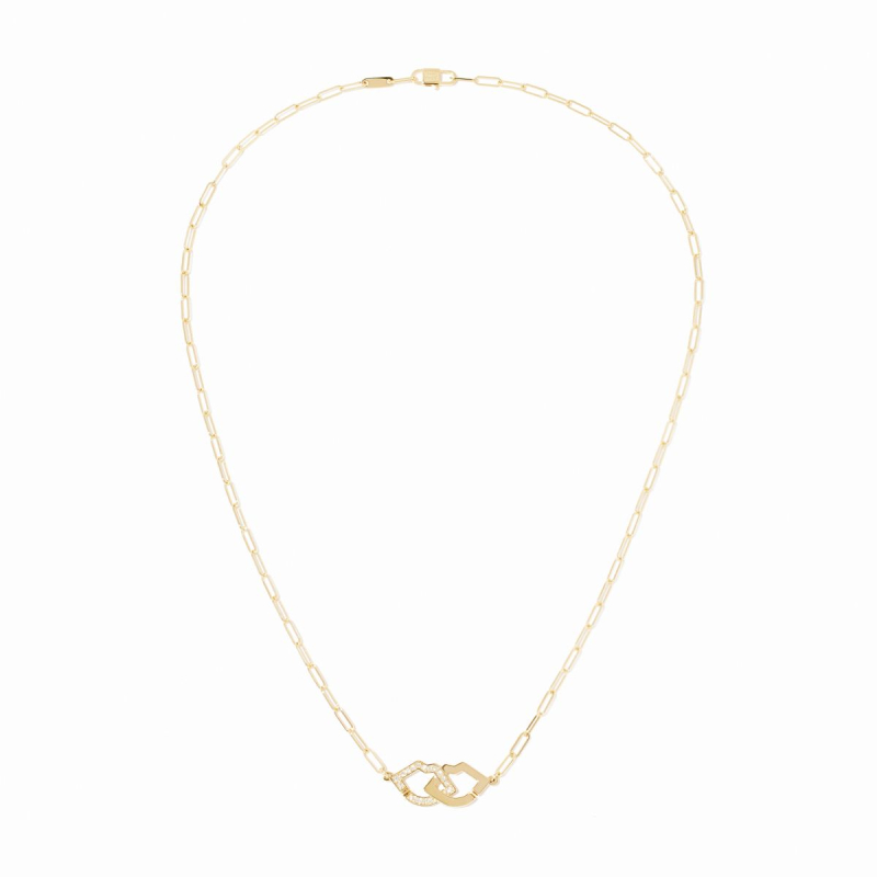 Collier Dinh Van 2 Lips 1/2 Diamants Or Jaune