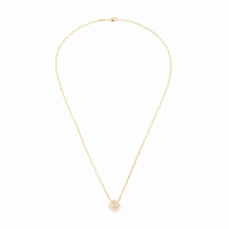 Collier Dinh Van Le Cube Diamant Petit Modèle Or Jaune & Diamant