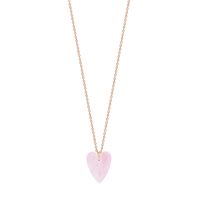 Collier Ginette NY Angèle Mini Pink Quartz Heart On Chain