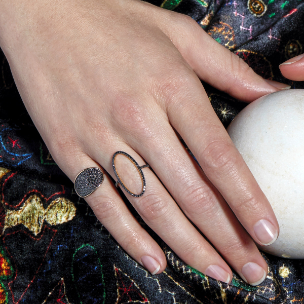 Bague Ginette NY Ellipse Black Diamond Ring