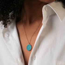 Collier Ginette NY Jumbo Ever Turquoise Disc On Chain