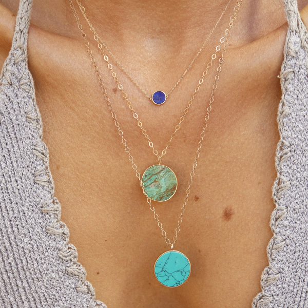 Collier Ginette NY Jumbo Ever Turquoise Disc On Chain