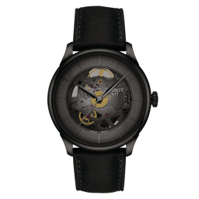 Montre Tissot Chemin des Tourelles Squelette Bracelet Cuir Noir