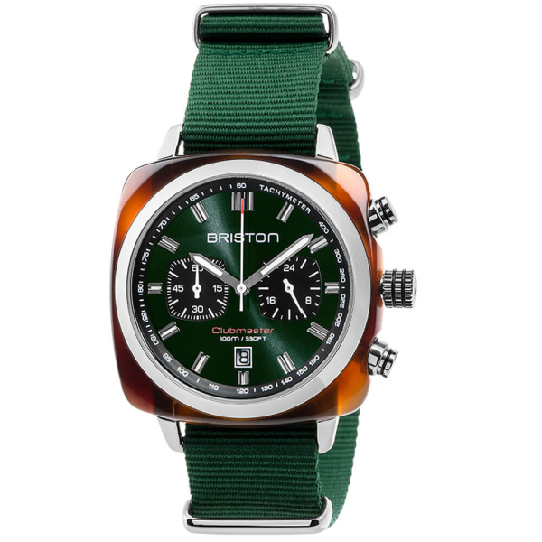 Montre Briston Clubmaster Sport Acétate Bracelet Nato Gris Taupe
