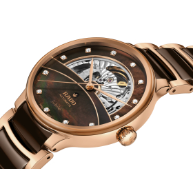 Montre Rado Centrix Auto Diamonds Open Heart Cadran Nacre Brun 39.5mm
