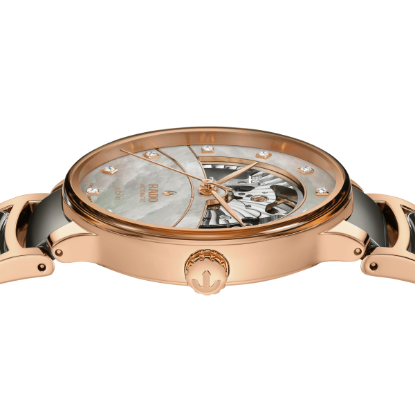 Montre Rado Centrix Auto Diamonds Open Heart Cadran Nacre Argent 39.5mm