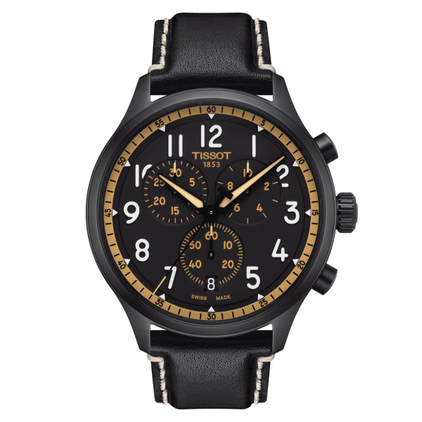 Montre Tissot Chrono XL Cadran Noir Vintage Bracelet Cuir