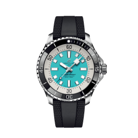 Montre Breitling Superocean 44mm Automatic Cadran Turquoise Bracelet Caoutchouc Noir
