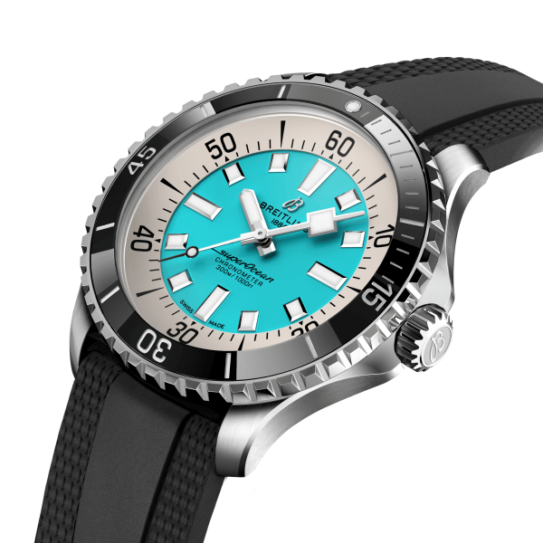 Montre Breitling Superocean 44mm Automatic Cadran Turquoise Bracelet Caoutchouc Noir