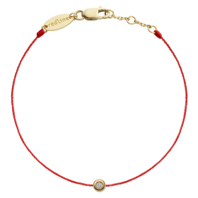 Bracelet Redline Minimaliste Diamant 0.02ct Or Jaune Fil Rouge