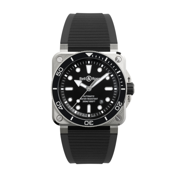 Montre Bell & Ross Diver Black Steel Bracelet Caoutchouc