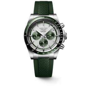 Montre Longines Conquest Heritage 42mm Cadran Argent Chrono Vert