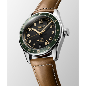 Montre Longines Spirit Zulu Time Automatique 39mm cadran Anthracite Bracelet Cuir