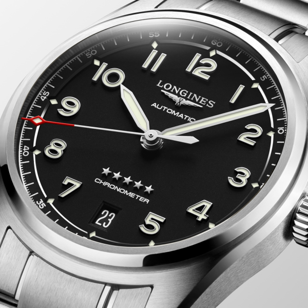 Montre Longines Spirit Automatique 37 mm cadran noir bracelet acier