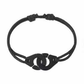 Bracelet Dinh Van Menottes R15 sur cordon Titane noir