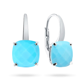 Boucles d'oreilles Cesare Pompanon Poppy Blue Petit Modèle Or Blanc Turquoise Briolette
