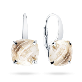 Boucles d'oreilles Cesare Pompanon Poppy Blue Petit Modèle Or Blanc Quartz Rutile Briolette