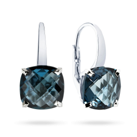 Boucles d'oreilles Cesare Pompanon Poppy Blue Petit Modèle Or Blanc Topaze London