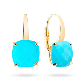 Boucles d'oreilles Cesare Pompanon Poppy Blue Petit Modèle Or Jaune Turquoise