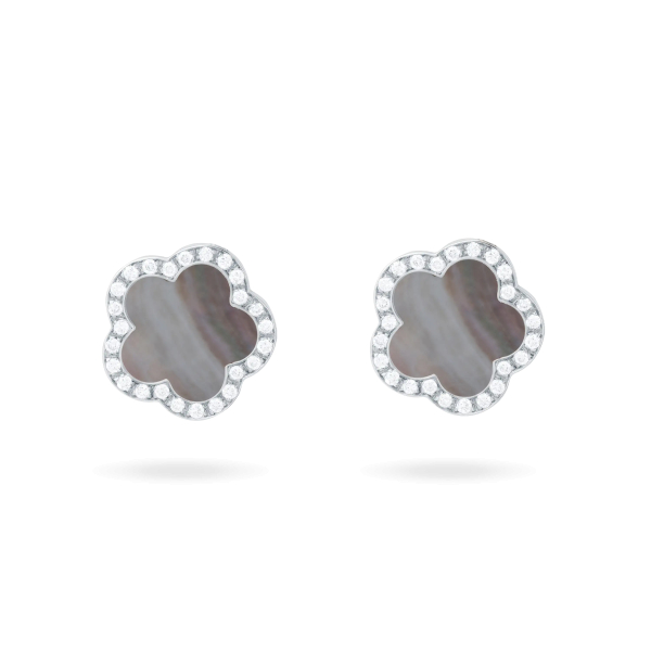 Puces Cesare Pompanon Fiore di Mamma Nacre Grise Diamants Or Blanc
