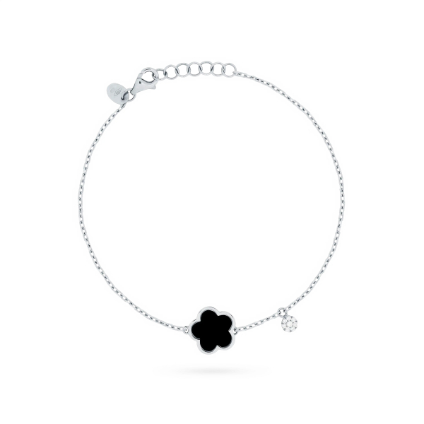 Bracelet Cesare Pompanon Fiore di Mamma Onyx Diamants Or Blanc