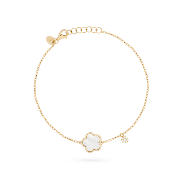 Bracelet Cesare Pompanon Fiore di Mamma Nacre Blanche Diamants Or Jaune