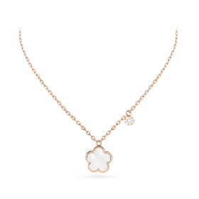 Collier Cesare Pompanon Fiore di Mamma Nacre Blanche Diamants Or Rose