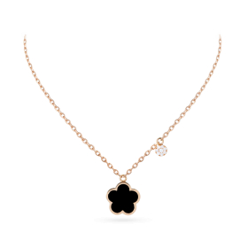 Collier Cesare Pompanon Fiore di Mamma Onyx Diamants Or Rose
