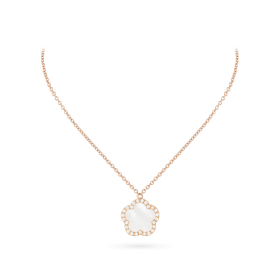 Collier Cesare Pompanon Fiore di Mamma Nacre Blanche Serti Diamants Or Rose