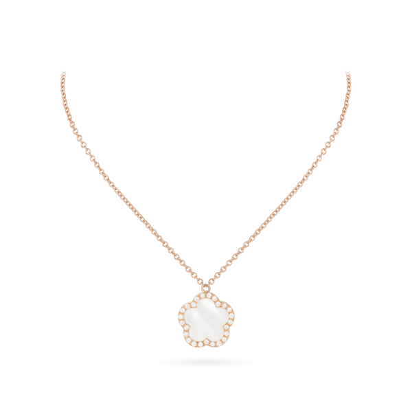 Collier Cesare Pompanon Fiore di Mamma Nacre Blanche Serti Diamants Or Rose