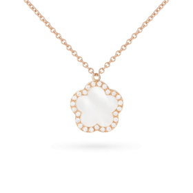 Collier Cesare Pompanon Fiore di Mamma Nacre Blanche Serti Diamants Or Rose