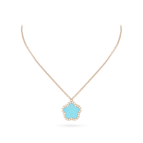 Collier Cesare Pompanon Fiore di Mamma Turquoise Serti Diamants Or Rose