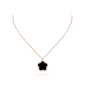Collier Cesare Pompanon Fiore di Mamma Onyx Serti Diamants Or Rose