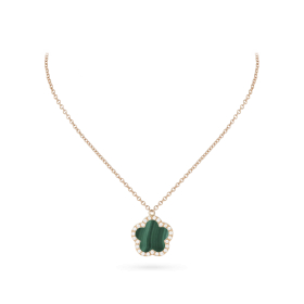 Collier Cesare Pompanon Fiore di Mamma Malachite Serti Diamants Or Rose