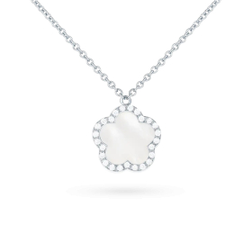 Collier Cesare Pompanon Fiore di Mamma Nacre Blanche Serti Diamants Or Blanc