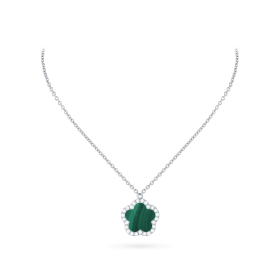 Collier Cesare Pompanon Fiore di Mamma Malachite Serti Diamants Or Blanc