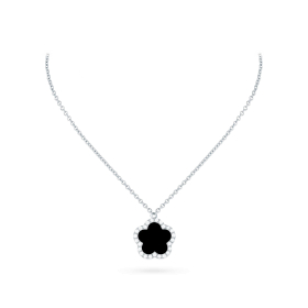Collier Cesare Pompanon Fiore di Mamma Onyx Serti Diamants Or Blanc