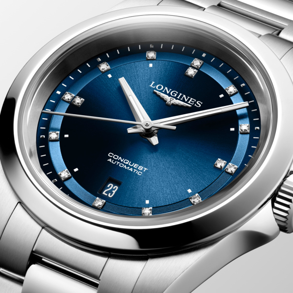 Montre Longines Conquest Heritage 30mm Cadran Bleu Serti Diamants