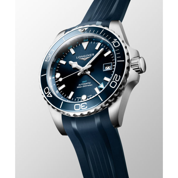 Montre Longines HydroConquest GMT 41mm Cadran Bleu Bracelet Caoutchouc