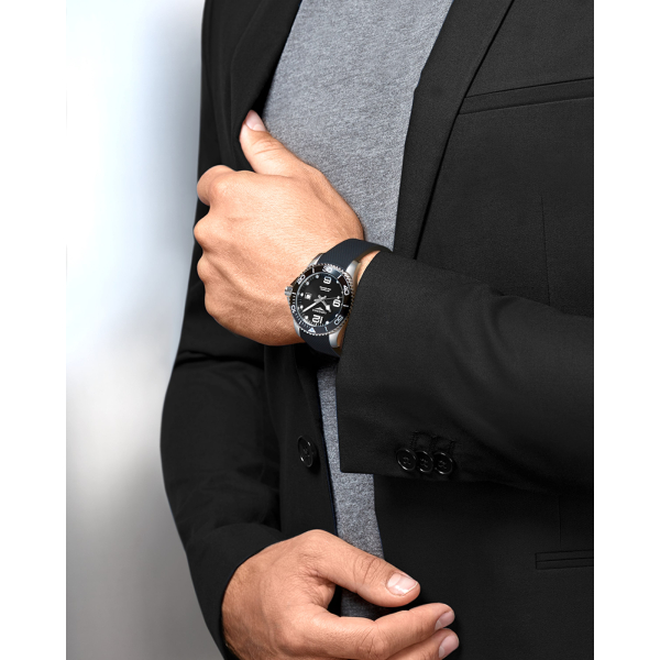 Montre Longines Hydroconquest 43mm Auto Cadran Noir Bracelet Caoutchouc