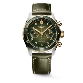 Montre Longines Spirit Flyback Automatique 42 mm Cadran Vert Bracelet cuir