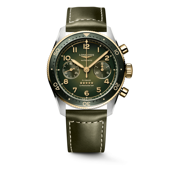 Montre Longines Spirit Flyback Automatique 42 mm Cadran Noir Bracelet cuir