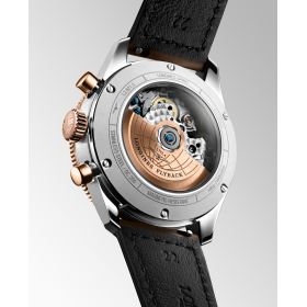 Montre Longines Spirit Flyback Automatique 42 mm Cadran Noir Bracelet cuir