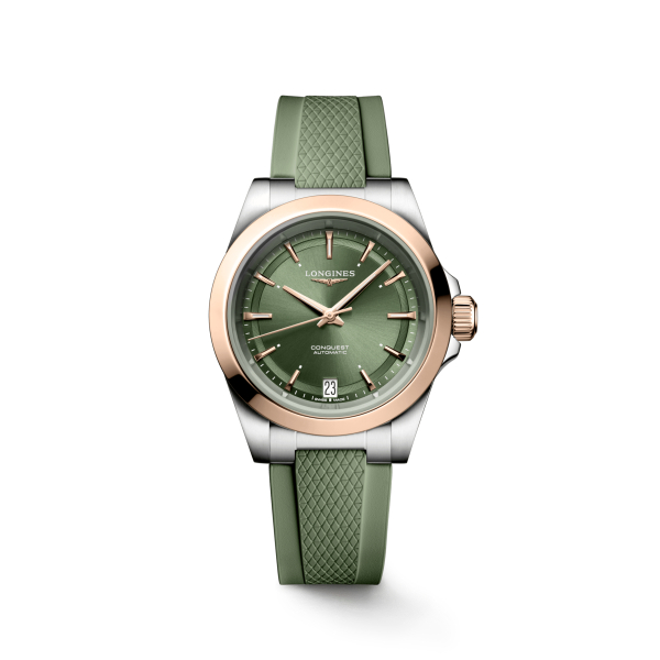 Montre Longines Conquest 34mm Cadran Vert Bracelet Caoutchouc