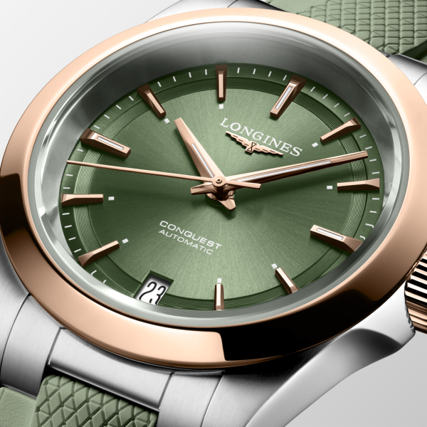 Montre Longines Conquest 34mm Cadran Vert Bracelet Caoutchouc