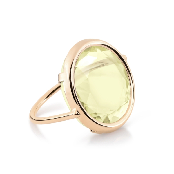 Bague Ginette NY Disc Ring Or Rose Quartz Citron