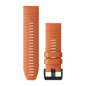Bracelet Montre Garmin Quickfit 26mm Silicone Orange Boucle Noire