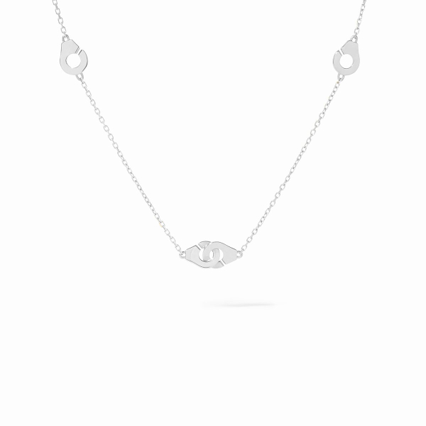 Collier Menottes Dinh Van R5 or blanc sur chaîne