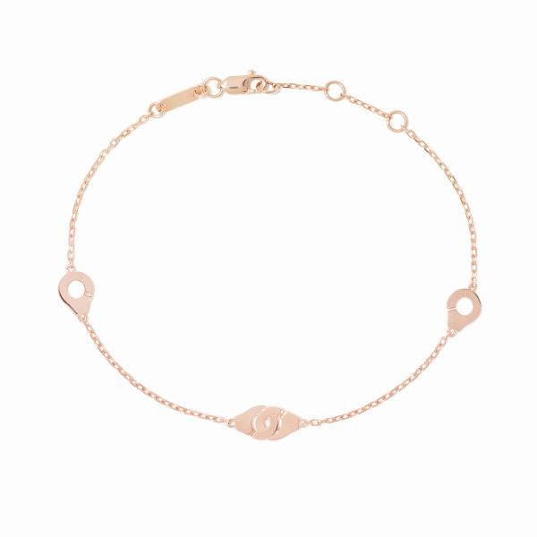 Bracelet Menottes Dinh Van R5 or rose sur chaîne
