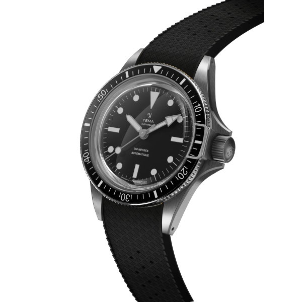 Montre Yema Superman Steel CMM.10 41mm Cadran Noir Bracelet FKM Viton
